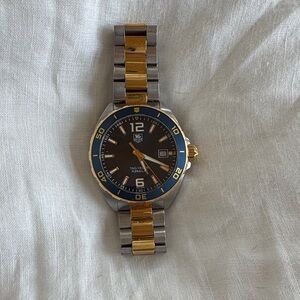 Tag Heuer Formula 1 Gold and Silver Watch with Blue Bezel